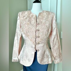 Nah Nah Collection 80s Vintage Pink Sparkly Satin Jacket Sz 8 Med